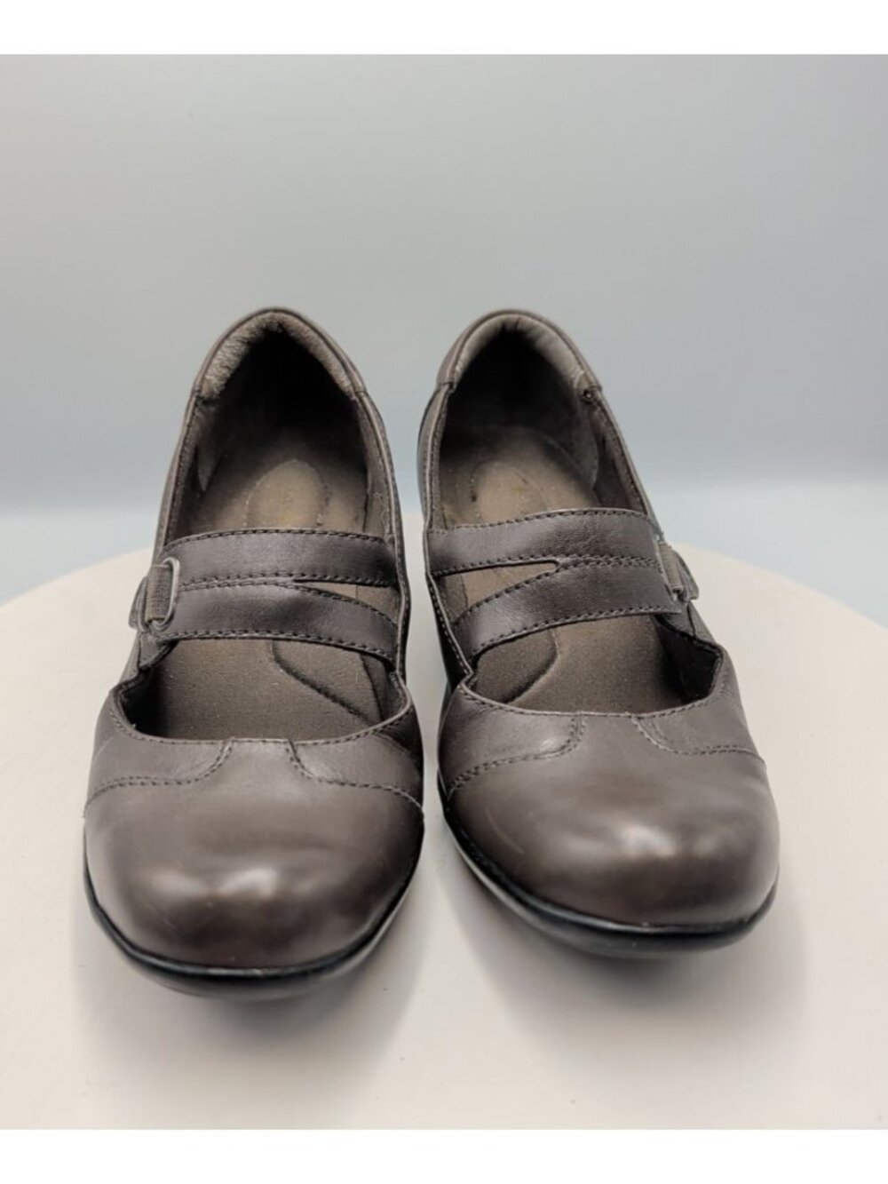 Clarks Ingalls Siene Mary Jane Leather Shoes Womens us 7.5M Grey Boho Croquette - Picture 2 of 10